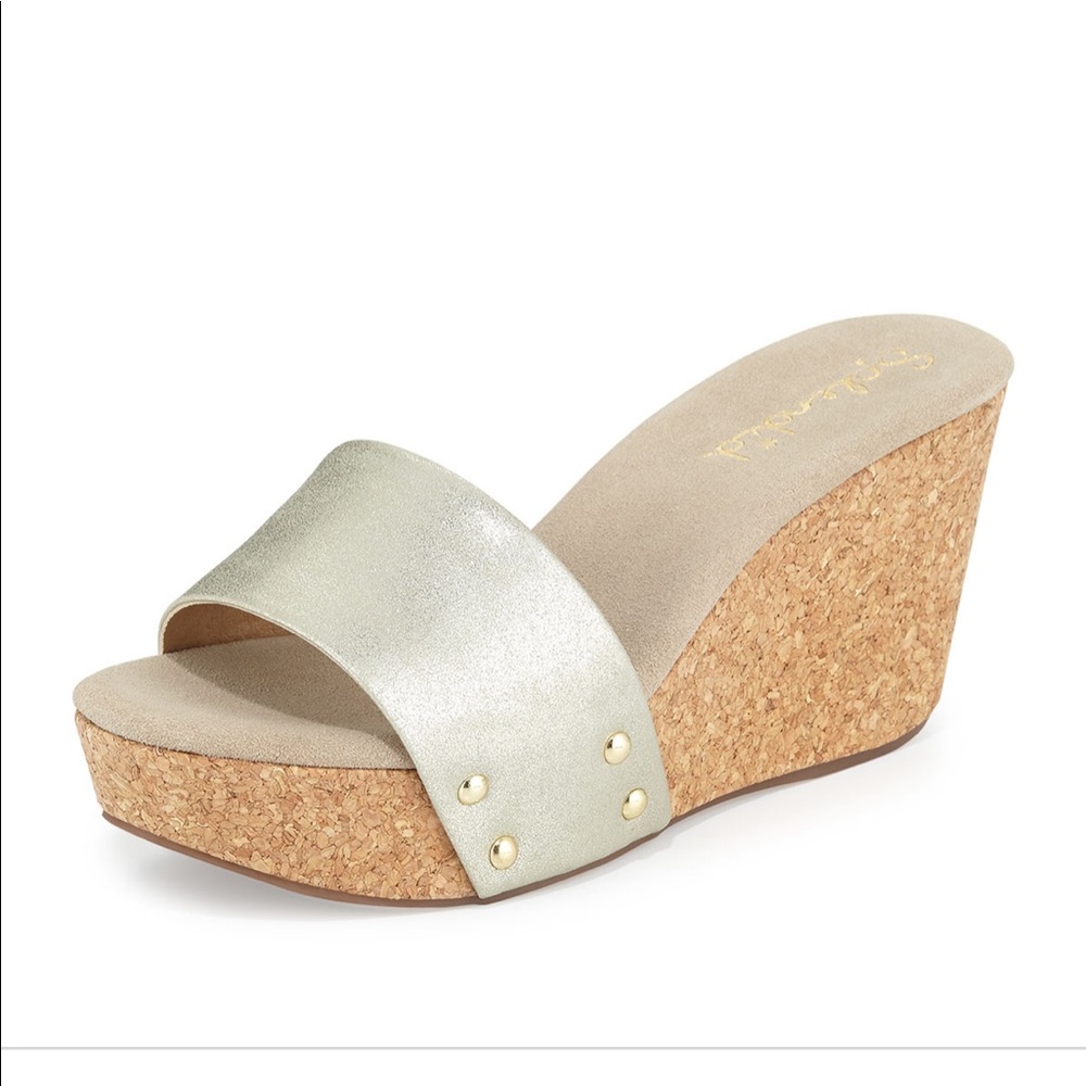 Splendid Metallic Greenville Cork Slip-on Wedge
